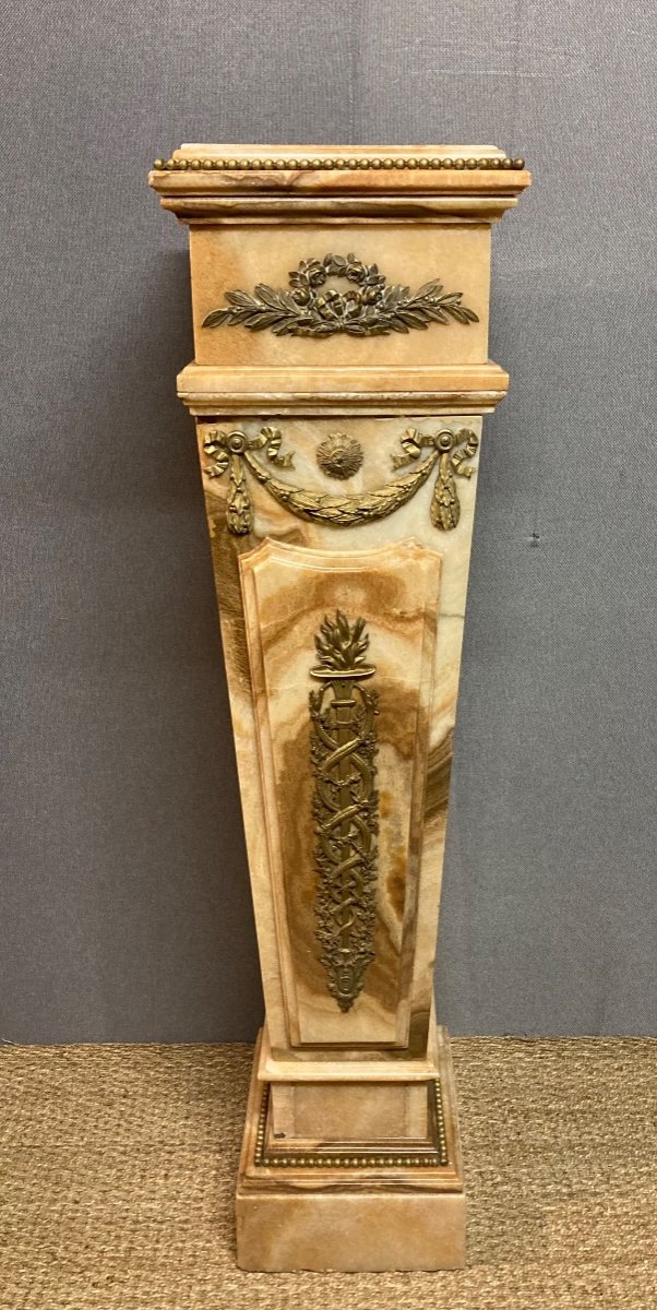 Gaine En Albâtre Et Bronze, Travail Français Vers 1900-photo-2