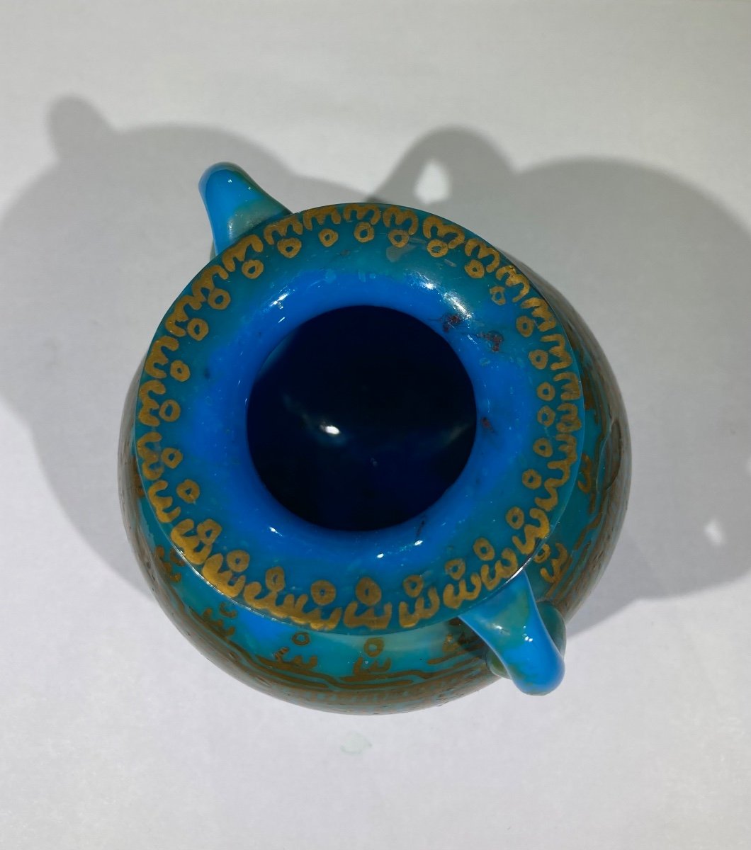 Art Islamic, Pot A Onguent En Verre Turquoise-photo-3