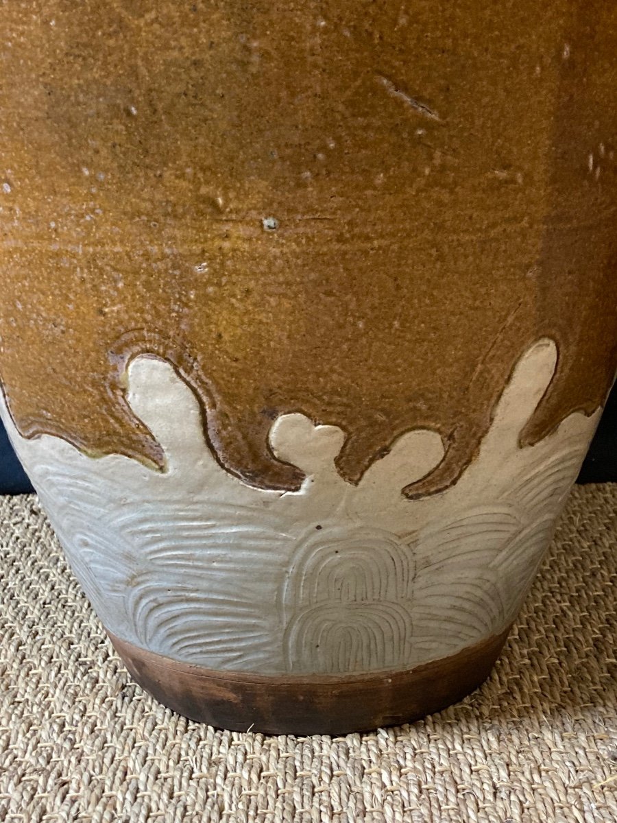 Pair Of Large Enameled Stoneware Jars, South East Asia Circa 1860-photo-3