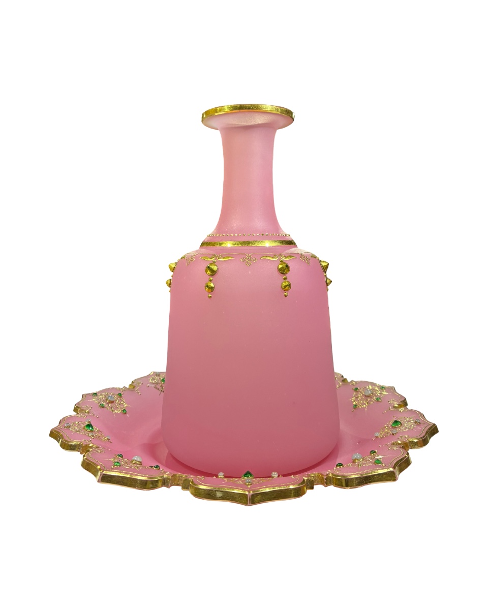 Bohème vers 1860, verre d’eau en opaline rose pour le marché ottoman -photo-2