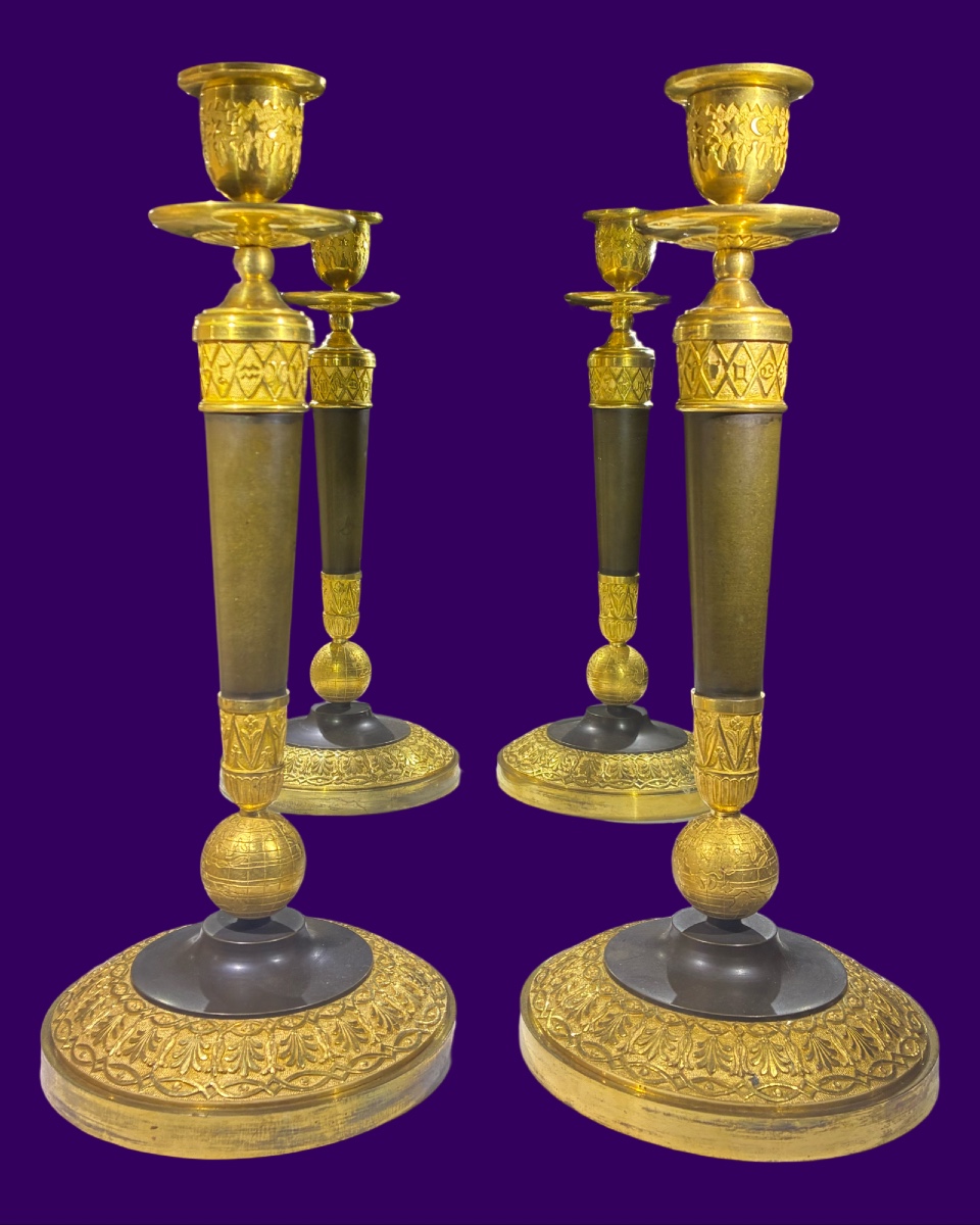 Pair Of Astrology Candlesticks, Empire Period, Circa 1805. -photo-2