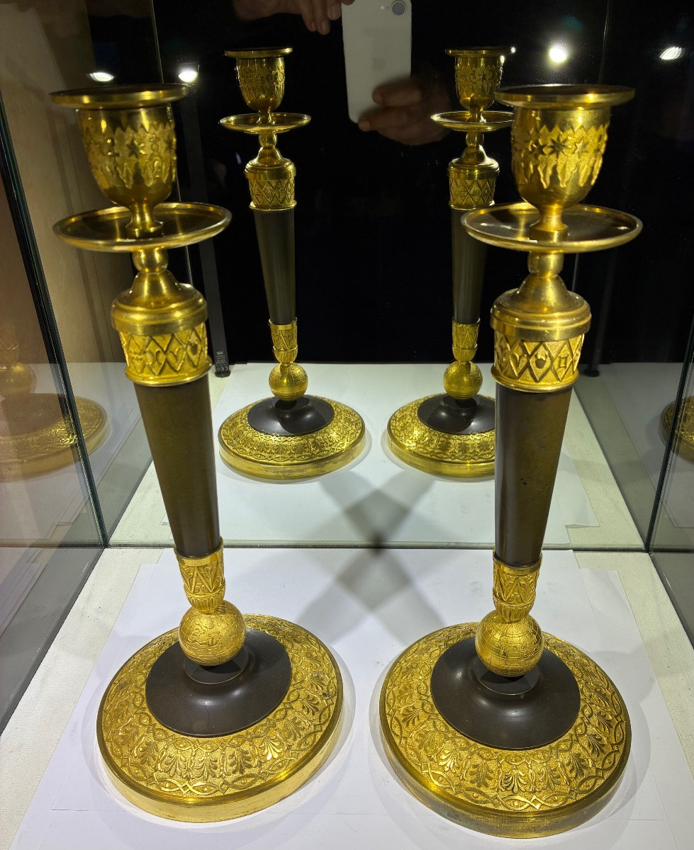 Pair Of Astrology Candlesticks, Empire Period, Circa 1805. 