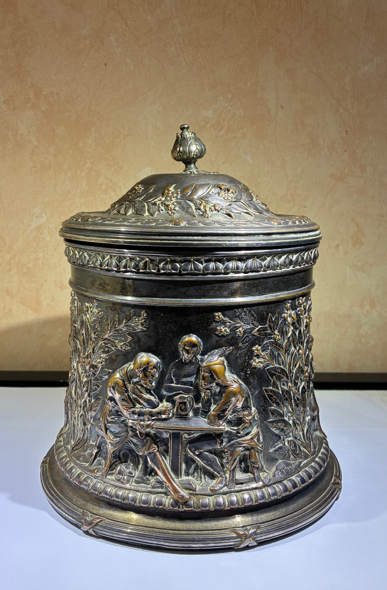 Electroplated Biscuit Tin By Elkington & Co, Circa 1880-photo-2