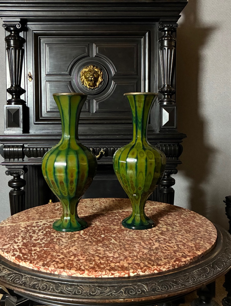 Pair Of Lithyaline Vases, Bohemian, Circa 1830-photo-3