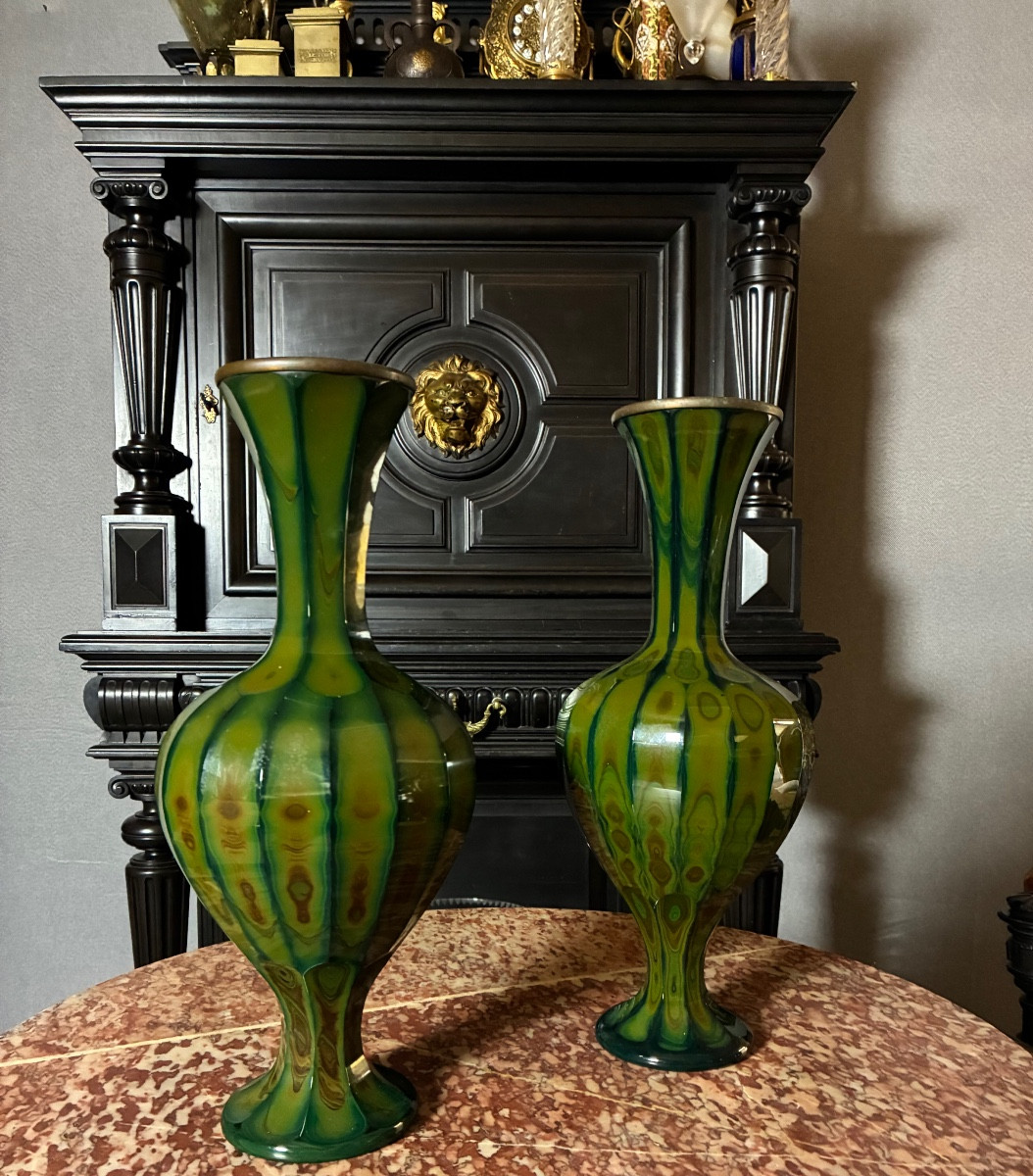 Pair Of Lithyaline Vases, Bohemian, Circa 1830-photo-4