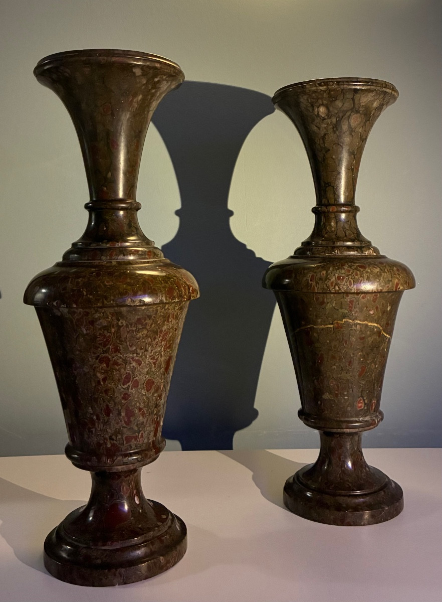 Grande paire de vases en serpentine de Cornouaille, Angleterre fin XIXé.-photo-2