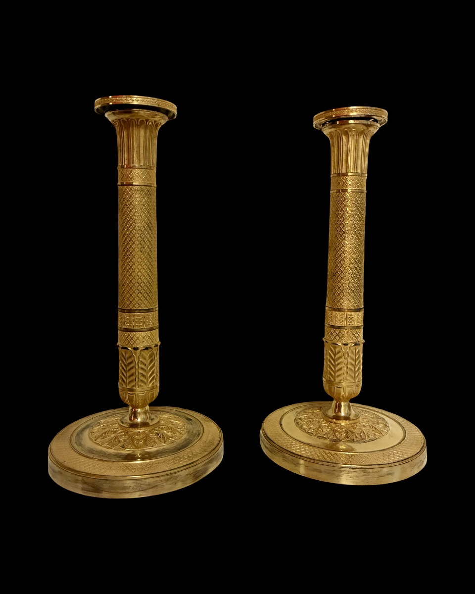 Paire de flambeaux d'époque Empire par Gérard Jean Galle (1788-1846).-photo-3