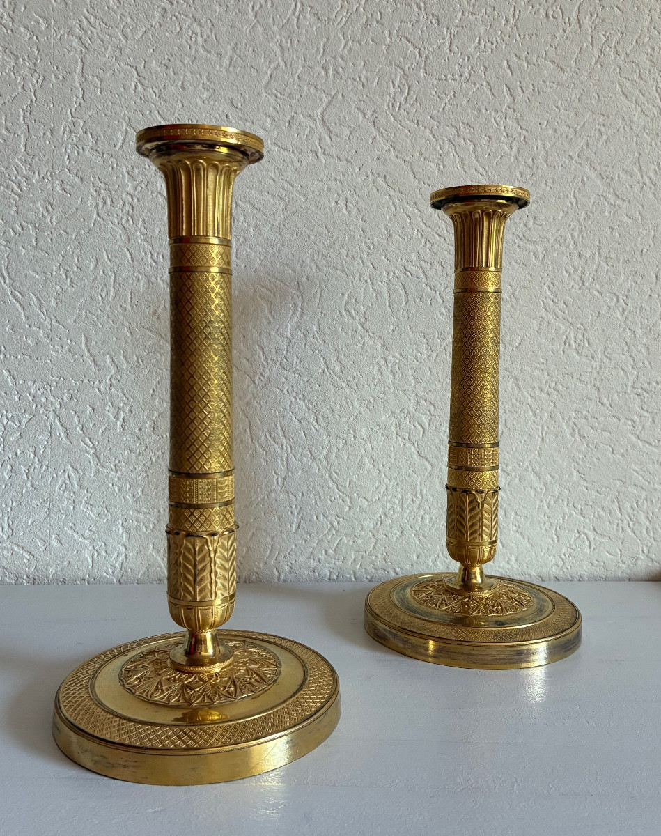 Paire de flambeaux d'époque Empire par Gérard Jean Galle (1788-1846).