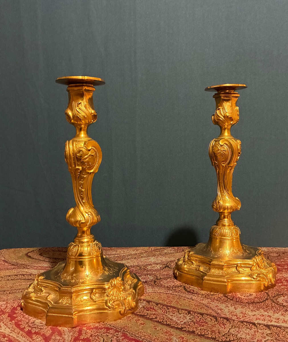 Pair Of Louis XV Style Candlesticks, France Circa 1880-photo-2