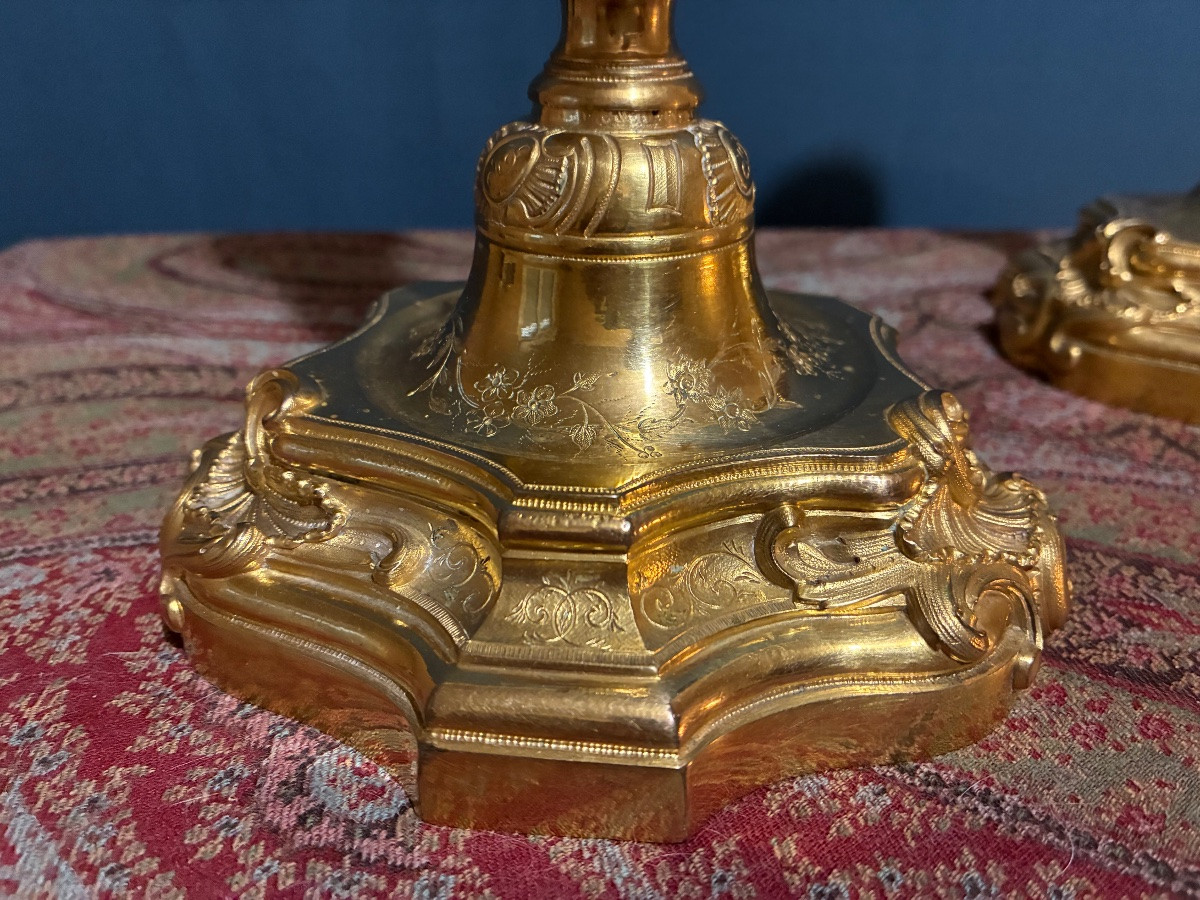 Pair Of Louis XV Style Candlesticks, France Circa 1880-photo-2