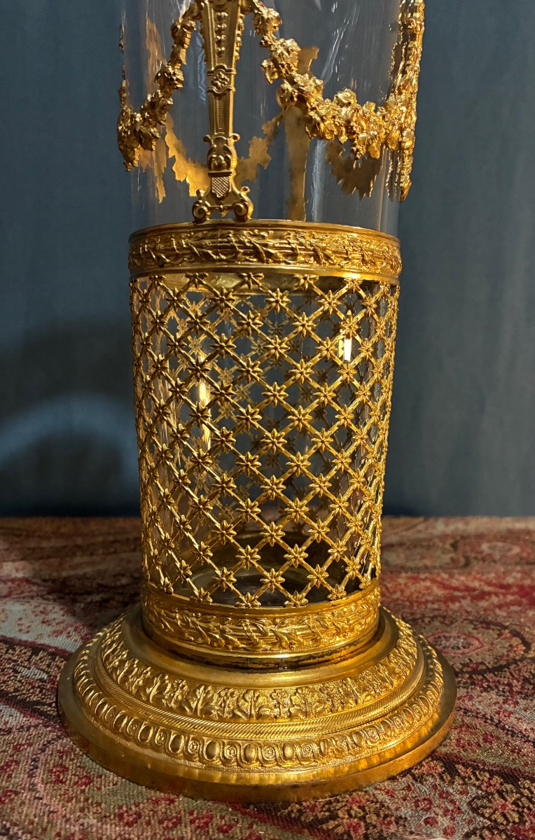 Vase en cristal de baccarat monté pomponne, circa 1900-photo-4