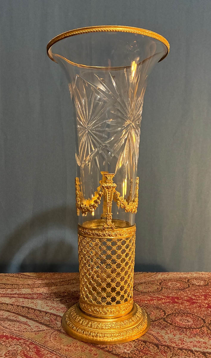 Vase en cristal de baccarat monté pomponne, circa 1900