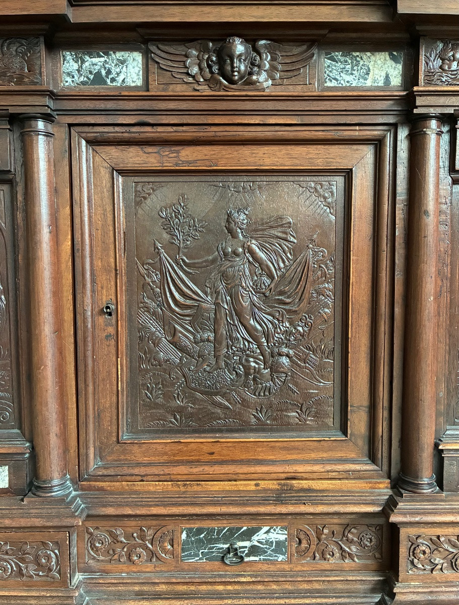 Cabinet de style renaissance en noyer, circa 1880-photo-3
