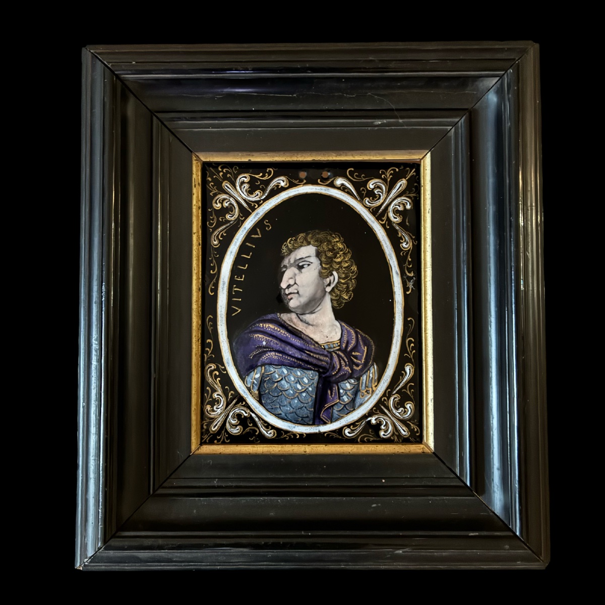 Paire de profils d’empereurs en émail, circa 1880-photo-4