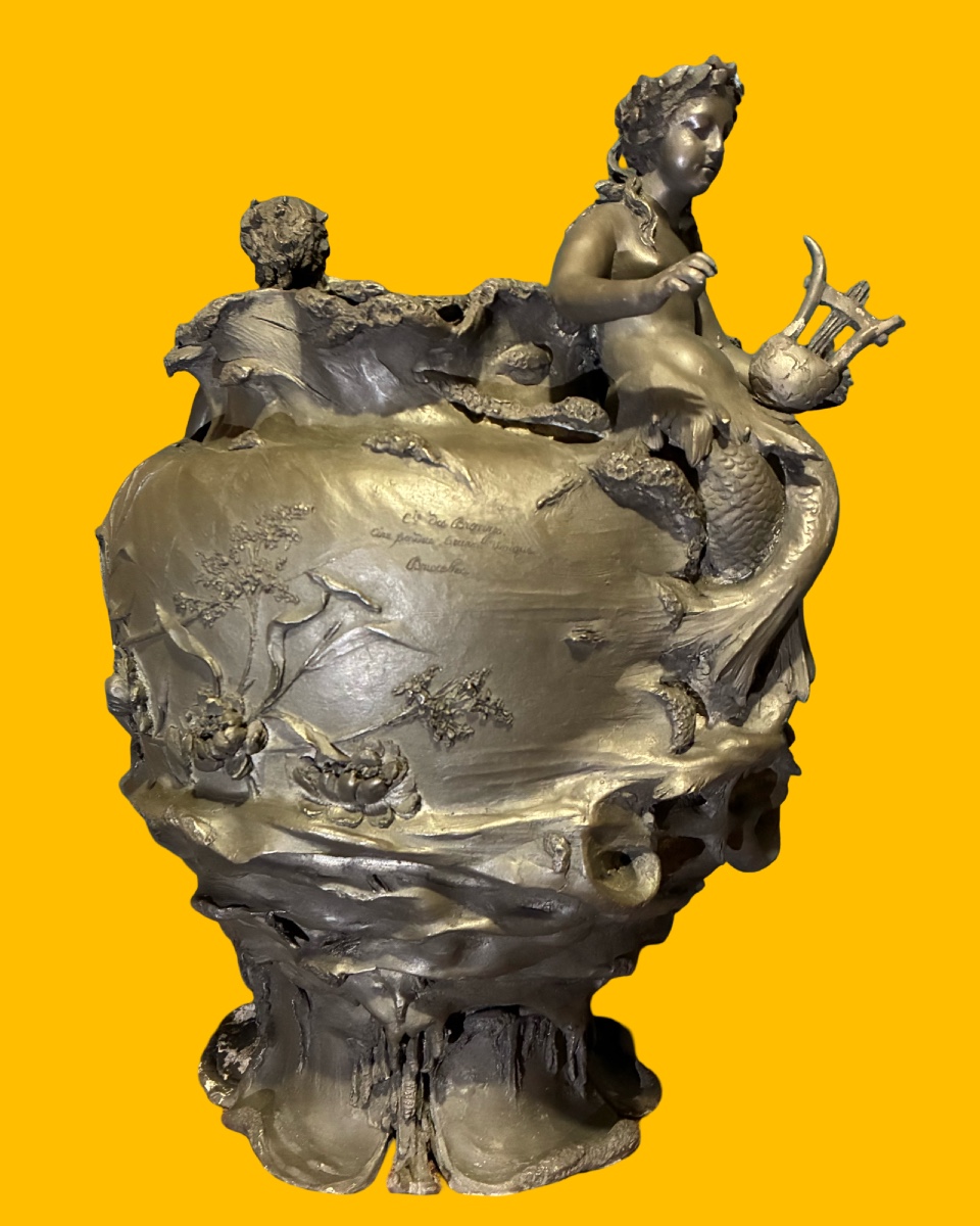 « Jean-Baptiste SLOODTS » large vase art nouveau, épreuve unique à la cire perdue, circa 1900-photo-2