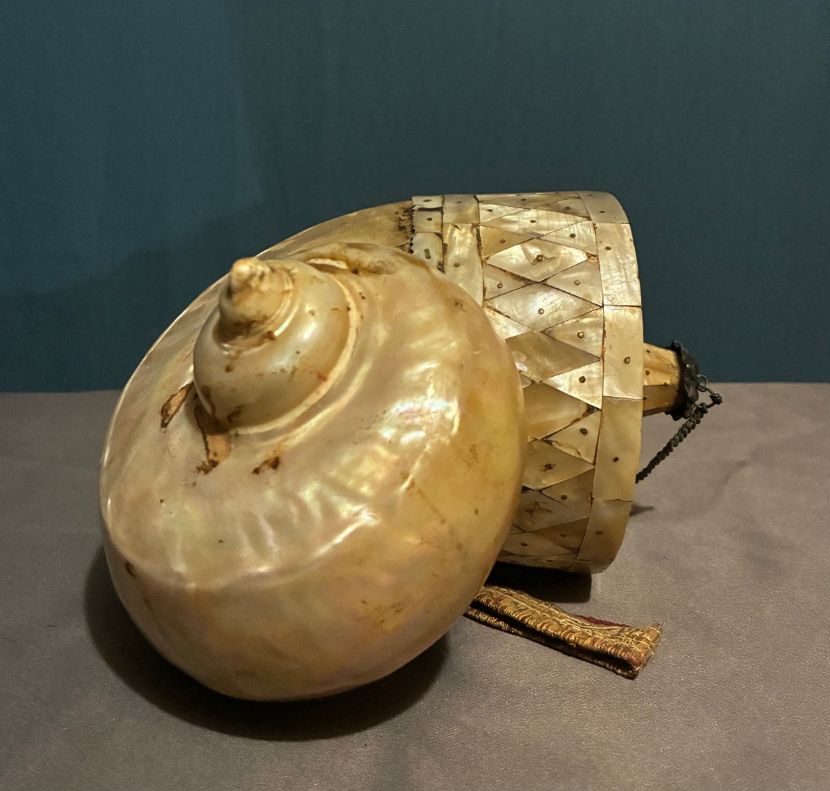 Poire à poudre Indo-Portugaise du Gujarat, Inde XIXé-photo-3