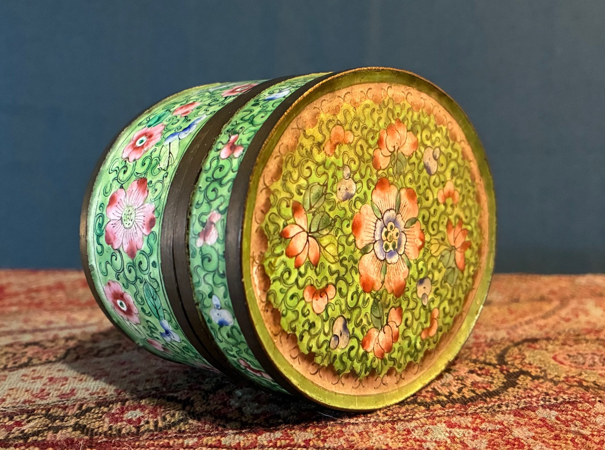 Boîte en émail de canton, cachet d’atelier, Chine fin 19ème-photo-2