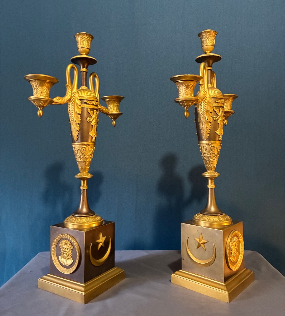 Pair Of Swan-neck Candelabra, French Work Circa 1850-photo-2