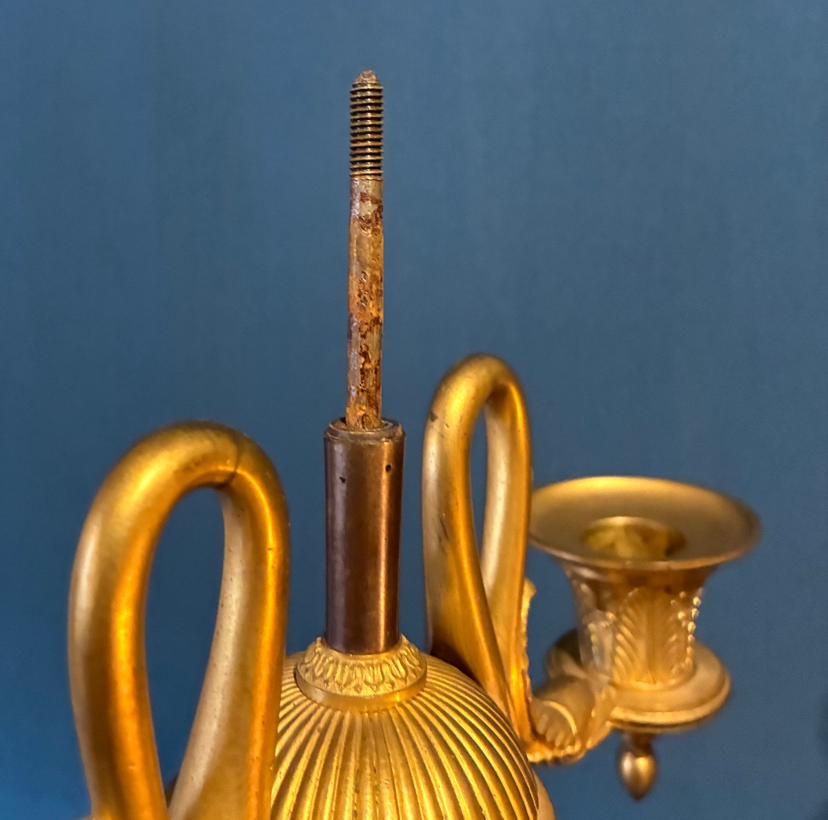Pair Of Swan-neck Candelabra, French Work Circa 1850-photo-1