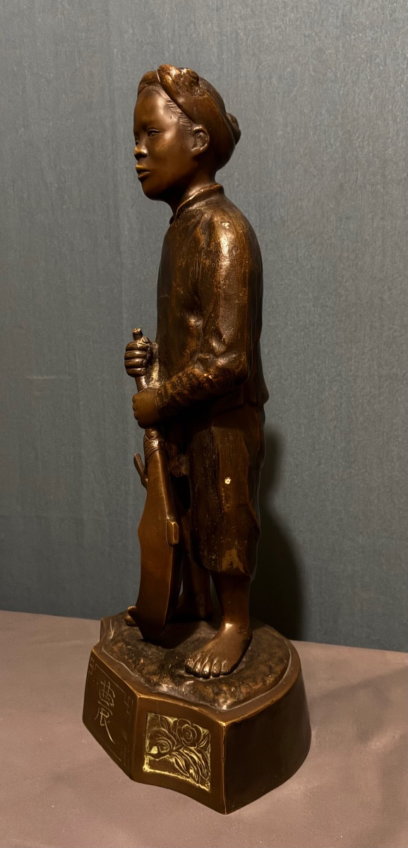 "Le Moissonneur", bronze de l'Atelier Nguyen Phong, vietnam vers 1930-photo-2