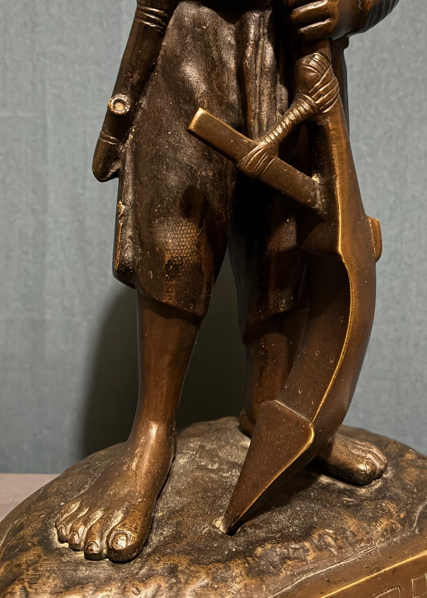 "Le Moissonneur", bronze de l'Atelier Nguyen Phong, vietnam vers 1930-photo-1