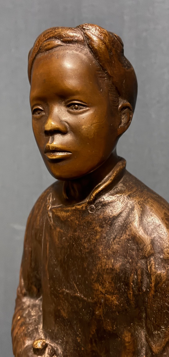 "Le Moissonneur", bronze de l'Atelier Nguyen Phong, vietnam vers 1930-photo-3