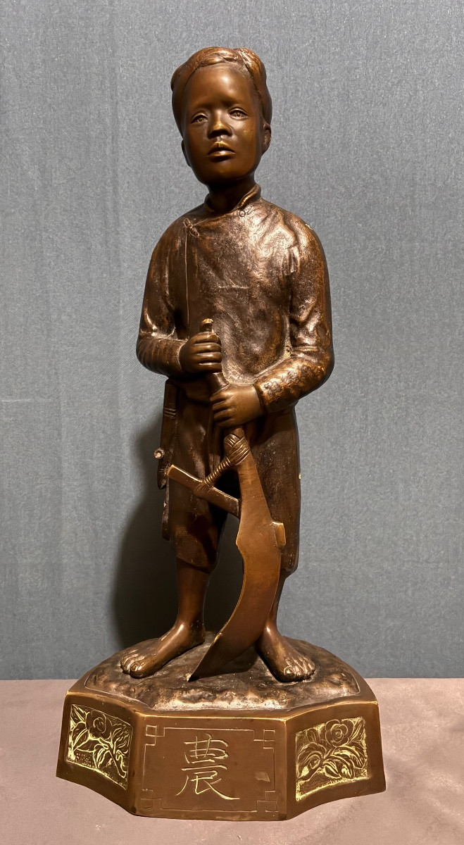 "Le Moissonneur", bronze de l'Atelier Nguyen Phong, vietnam vers 1930