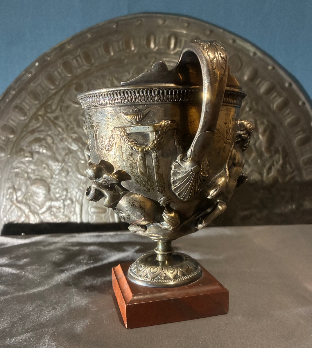 Coupe Canthare, fac-similé du trésor de boscoréale, fin XIXé.-photo-2