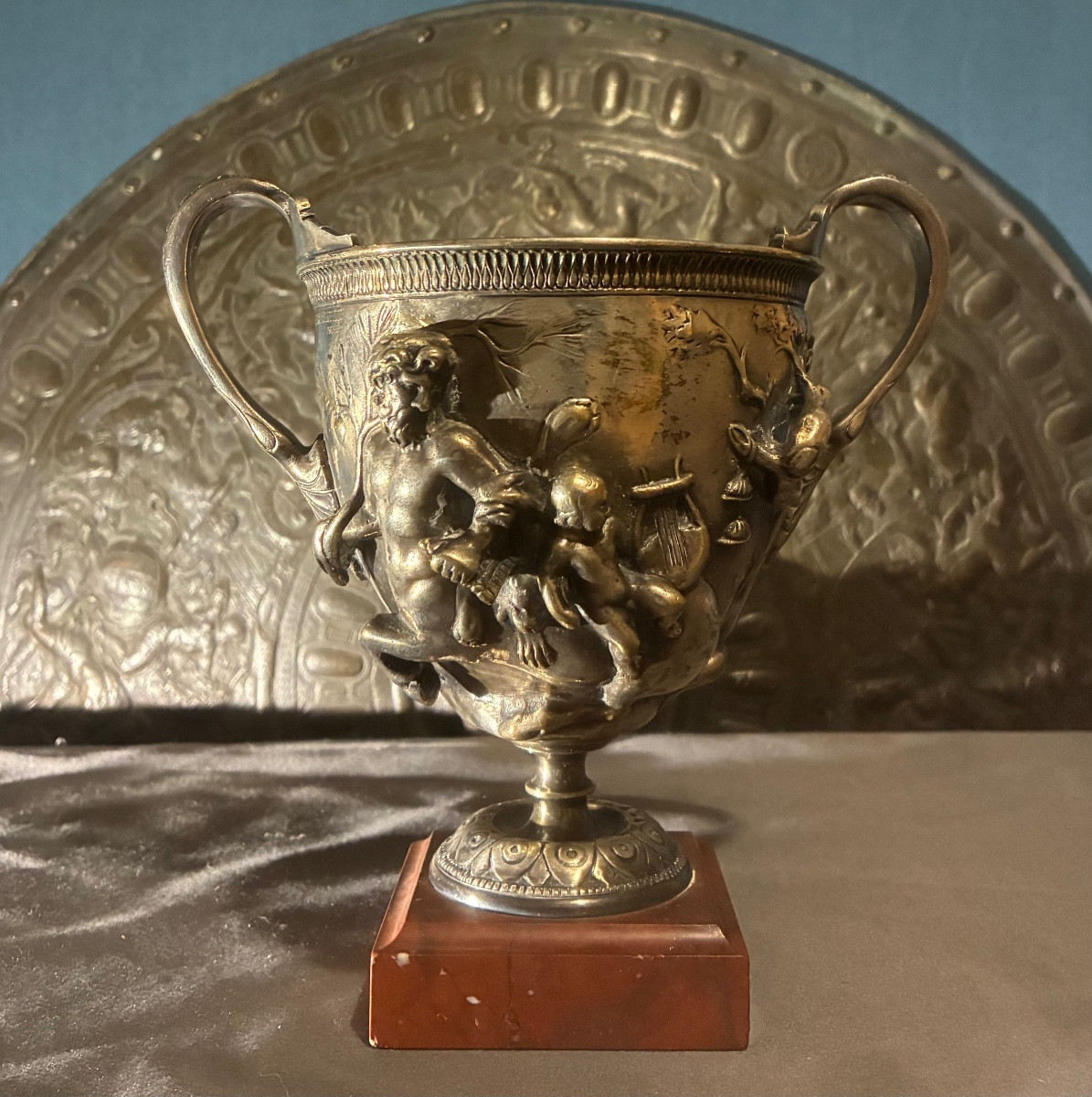 Coupe Canthare, fac-similé du trésor de boscoréale, fin XIXé.