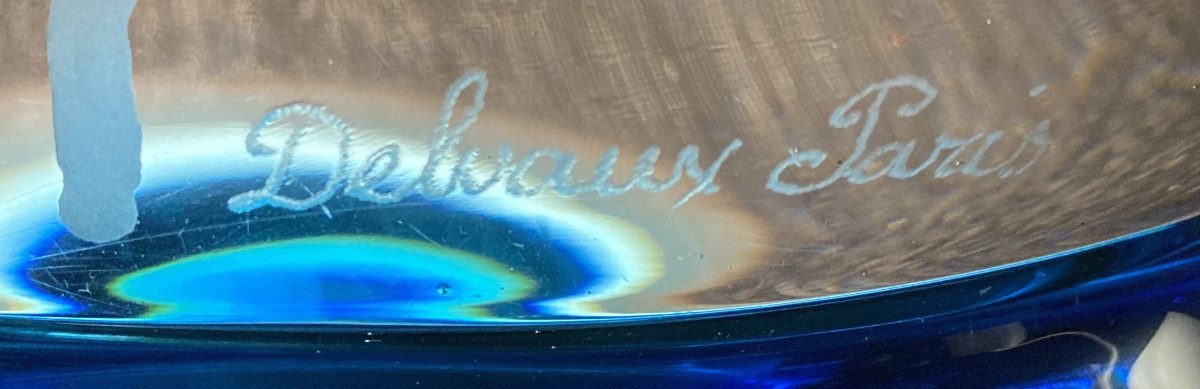 "aquarium" Vase, Wheel-engraved Decoration And Glass Tears, Delvaux Edition, C. 1925-photo-7