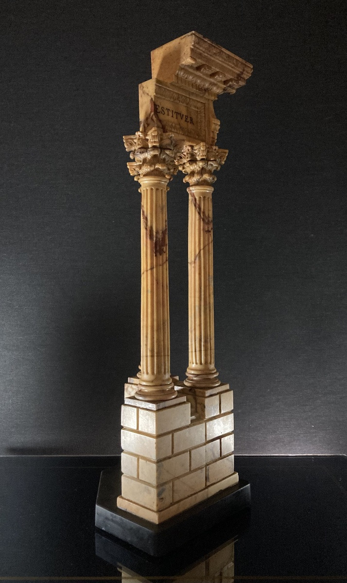 Important Model Of The Temple Of Vespasian In Giallo Antico - Grand Tour, 19th Century.-photo-3