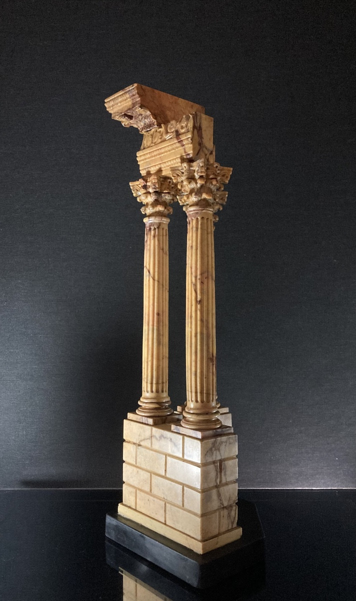 Important Model Of The Temple Of Vespasian In Giallo Antico - Grand Tour, 19th Century.-photo-4