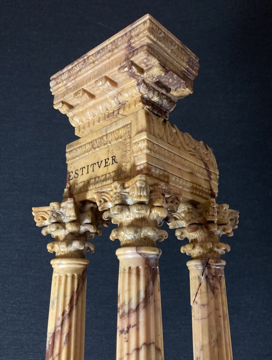 Important Model Of The Temple Of Vespasian In Giallo Antico - Grand Tour, 19th Century.-photo-2