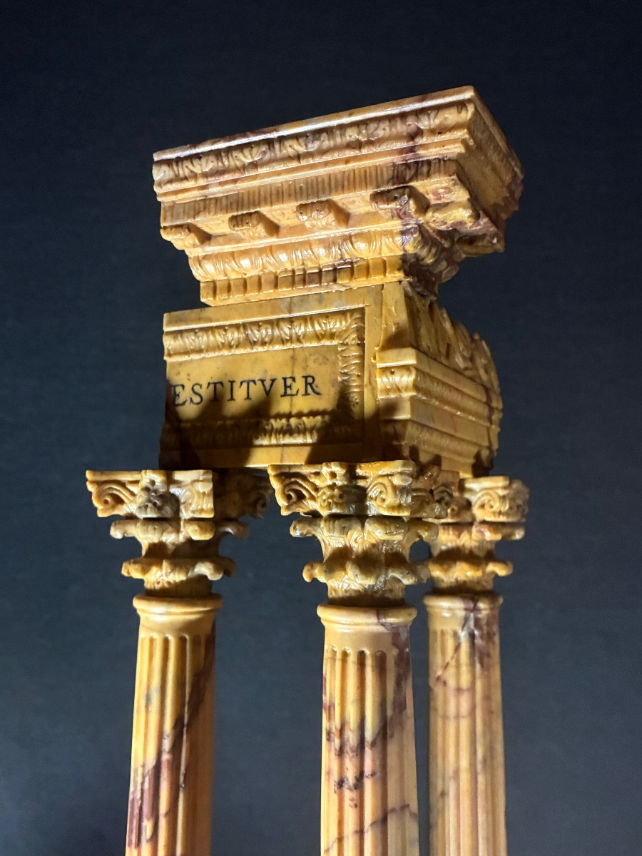 Important Model Of The Temple Of Vespasian In Giallo Antico - Grand Tour, 19th Century.-photo-4