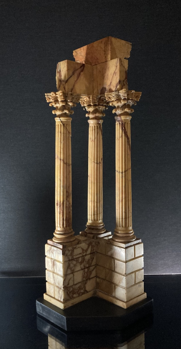 Important Model Of The Temple Of Vespasian In Giallo Antico - Grand Tour, 19th Century.-photo-5