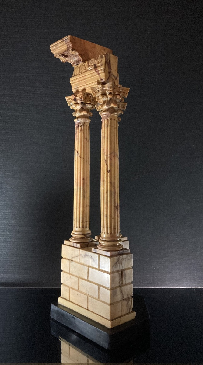 Important Model Of The Temple Of Vespasian In Giallo Antico - Grand Tour, 19th Century.-photo-6
