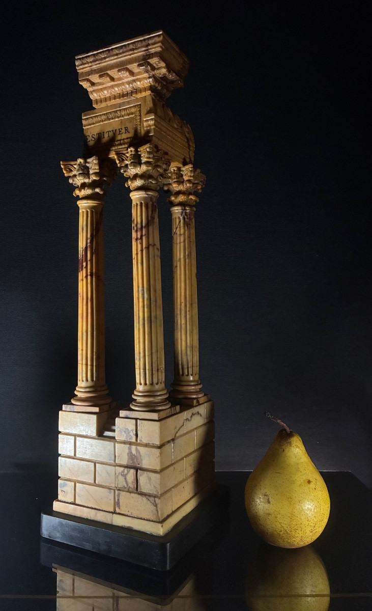 Important Model Of The Temple Of Vespasian In Giallo Antico - Grand Tour, 19th Century.-photo-8