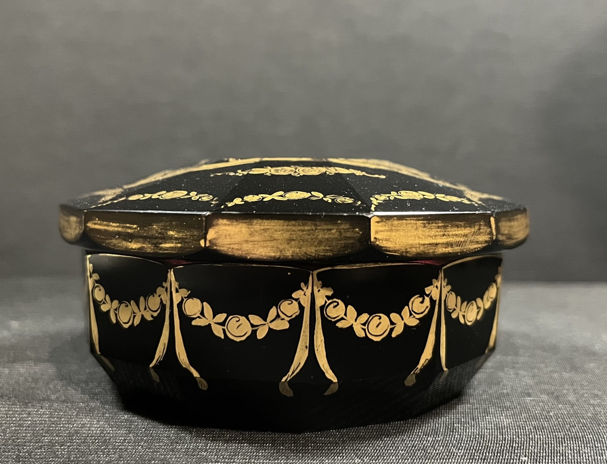 Manufacture Impériale de Saint-Pétersbourg : Beurrier en cristal améthyste et or, circa 1810-photo-2