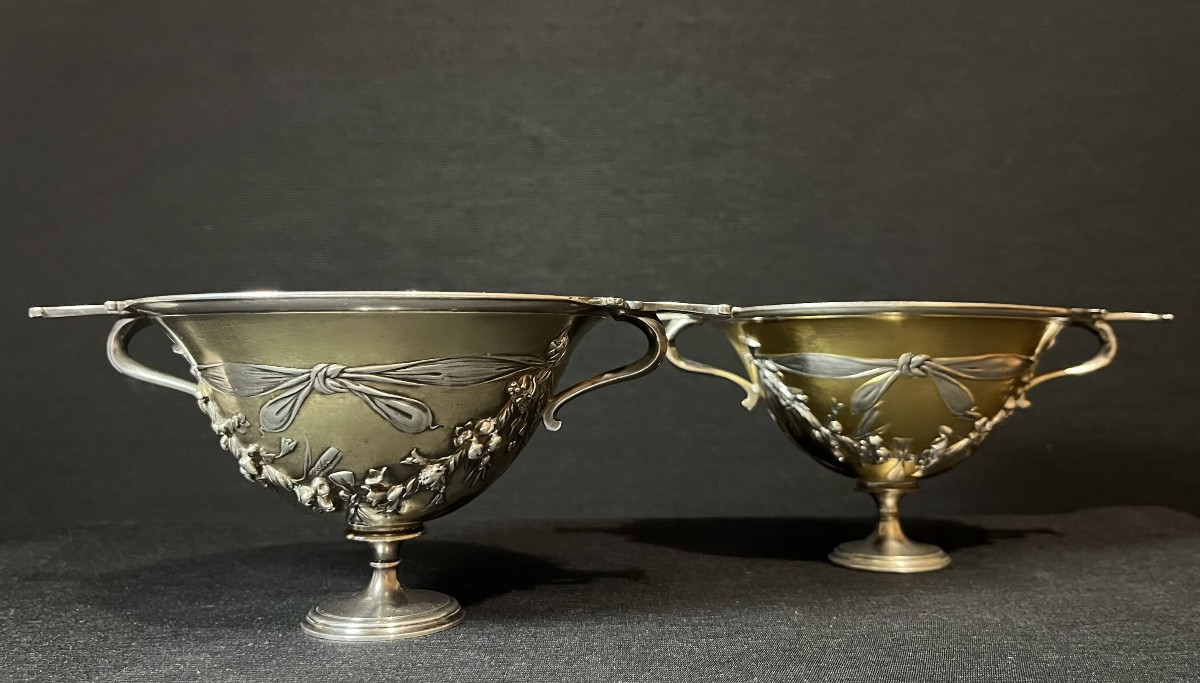 Paire de skyphos, fac-similés du trésor d’hildesheim par Christofle & cie et autre manufacture -photo-2