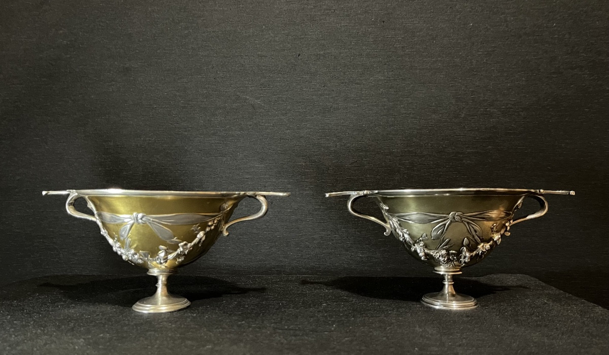 Paire de skyphos, fac-similés du trésor d’hildesheim par Christofle & cie et autre manufacture -photo-5
