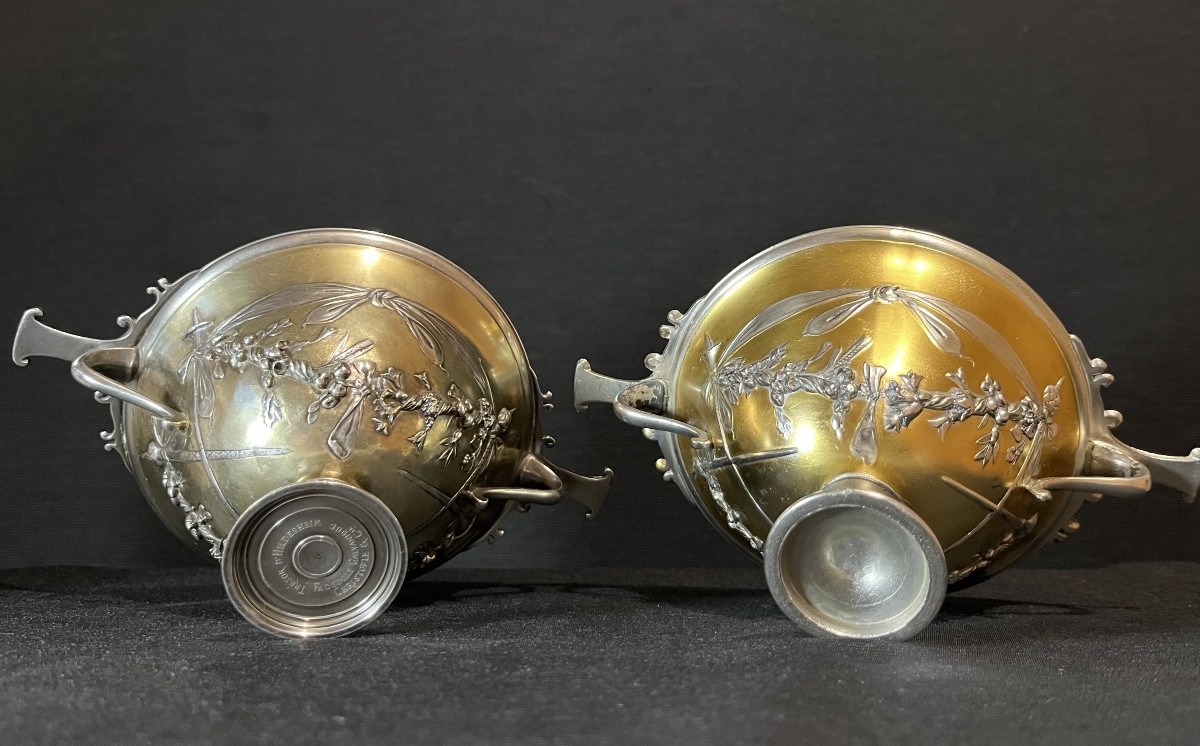 Paire de skyphos, fac-similés du trésor d’hildesheim par Christofle & cie et autre manufacture -photo-6