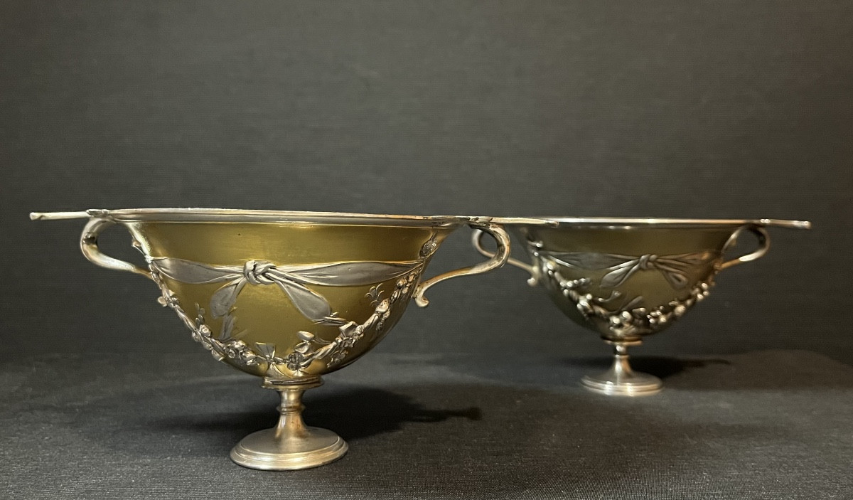 Paire de skyphos, fac-similés du trésor d’hildesheim par Christofle & cie et autre manufacture 