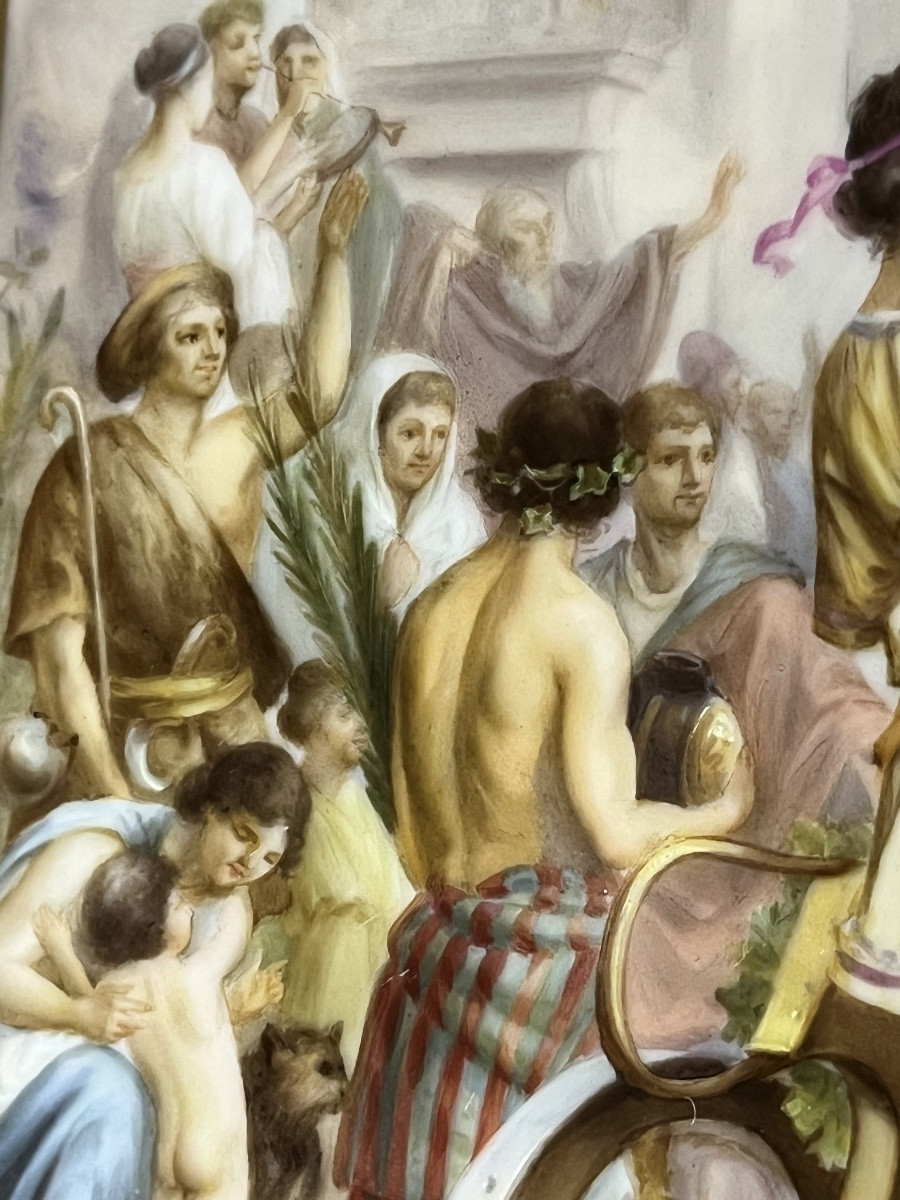 “Le Vainqueur” Grand plat à décor de scène antique en porcelaine royale de vienne, fin XIXé-photo-2