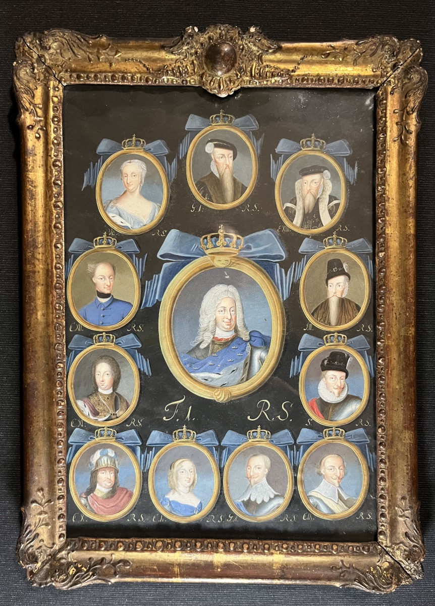 Frederick I Of Sweden And His Royal Line, Attributed To Nicolas Lafrensen, Sweden 18th Century-photo-4