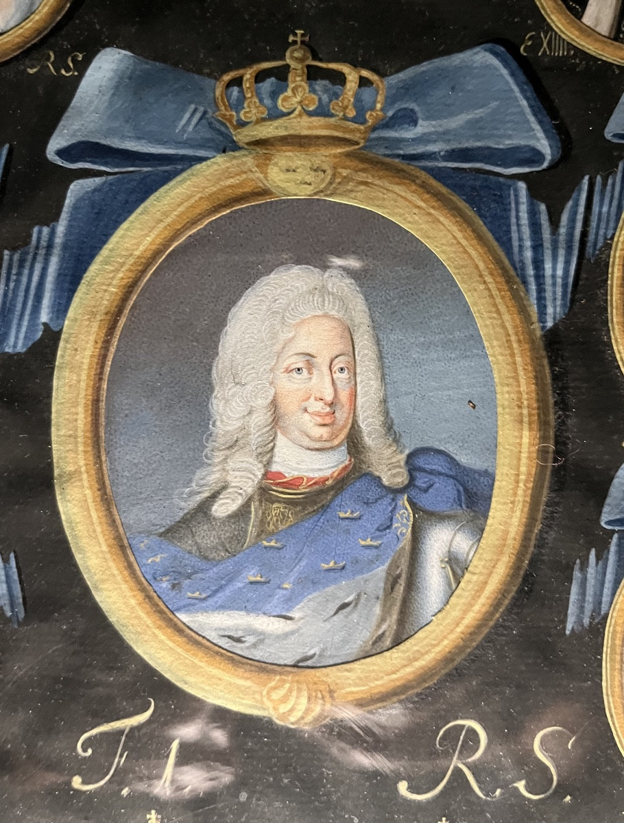 Frederick I Of Sweden And His Royal Line, Attributed To Nicolas Lafrensen, Sweden 18th Century-photo-1