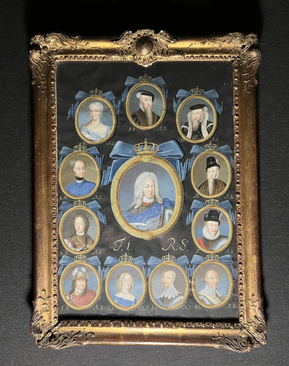 Frederick I Of Sweden And His Royal Line, Attributed To Nicolas Lafrensen, Sweden 18th Century