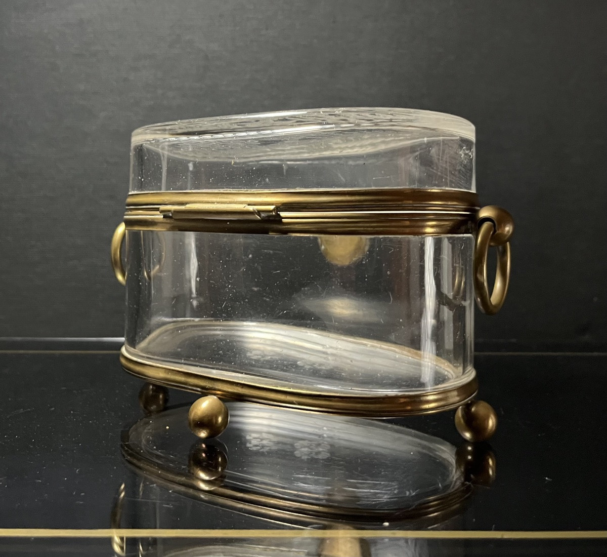 Coffret ovale en cristal et bronze, baccarat vers 1880-photo-3