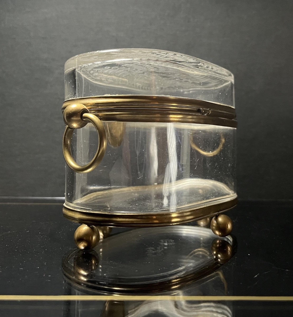 Coffret ovale en cristal et bronze, baccarat vers 1880-photo-4