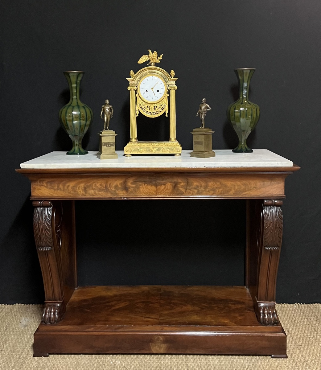 Large Restoration-period Console In Burl Mahogany Veneer.-photo-2