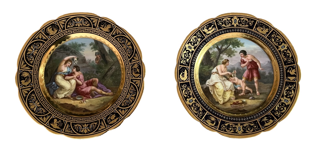 Pair Of Plates In Royal Vienna Porcelain, Circa Late 19th Century.-photo-4